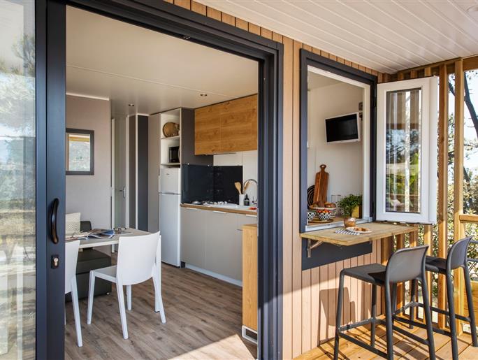 Panorama huisje stacaravan te huur premium camping Kost Ar Moor fouesnant bretagne