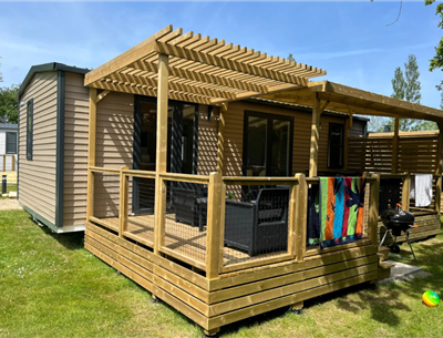 Huisje stacaravan te huur premium tuinzijde camping Kost Ar Moor fouesnant bretagne