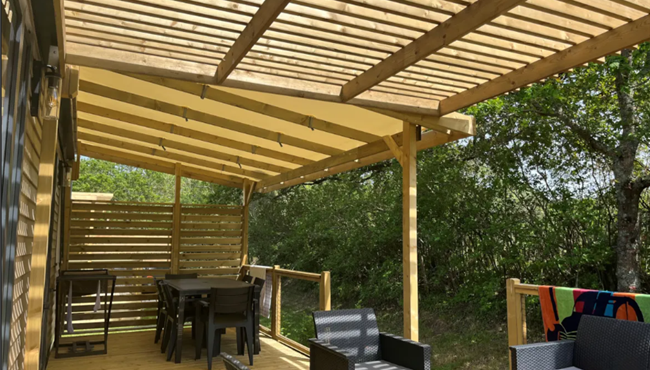 Huisje stacaravan te huur premium tuinzijde camping Kost Ar Moor fouesnant bretagne