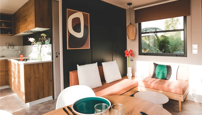 Huisje stacaravan te huur premium tuinzijde camping Kost Ar Moor fouesnant bretagne