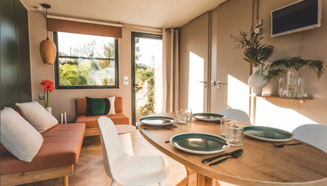 Huisje stacaravan te huur premium tuinzijde camping Kost Ar Moor fouesnant bretagne