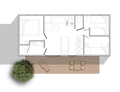 Huisje stacaravan te huur 3 slaapkamers camping Kost Ar Moor fouesnant bretagne