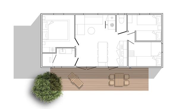 Huisje stacaravan te huur 3 slaapkamers camping Kost Ar Moor fouesnant bretagne