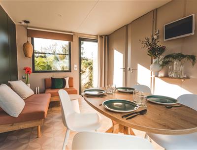 Huisje stacaravan te huur premium tuinzijde camping Kost Ar Moor fouesnant bretagne