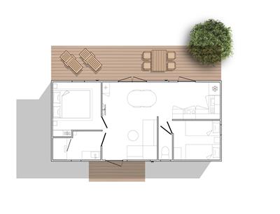 Huisje stacaravan te huur premium tuinzijde camping Kost Ar Moor fouesnant bretagne