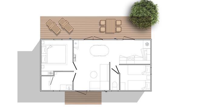 Huisje stacaravan te huur premium tuinzijde camping Kost Ar Moor fouesnant bretagne