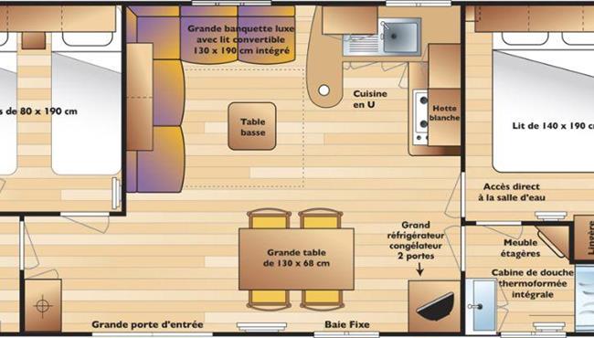 stacaravan Huisje te huur 2 slaapkamers jacuzzi spa camping Kost Ar Moor fouesnant bretagne