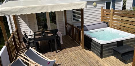 stacaravan Huisje te huur 2 slaapkamers jacuzzi spa camping Kost Ar Moor fouesnant bretagne - Camping Kost Ar Moor - Fouesnant