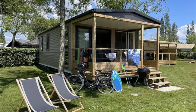 Panorama huisje stacaravan te huur premium camping Kost Ar Moor fouesnant bretagne