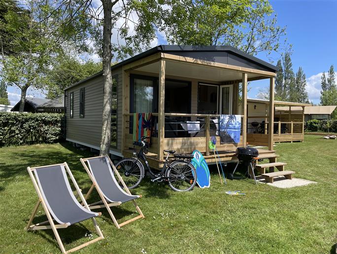 Panorama huisje stacaravan te huur premium camping Kost Ar Moor fouesnant bretagne