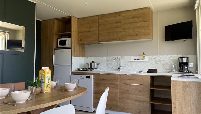 Panorama huisje stacaravan te huur premium camping Kost Ar Moor fouesnant bretagne