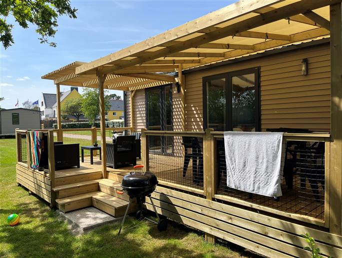 Huisje stacaravan te huur premium tuinzijde camping Kost Ar Moor fouesnant bretagne