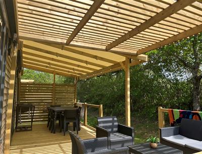 Huisje stacaravan te huur premium tuinzijde camping Kost Ar Moor fouesnant bretagne
