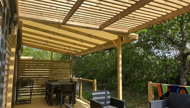Huisje stacaravan te huur premium tuinzijde camping Kost Ar Moor fouesnant bretagne