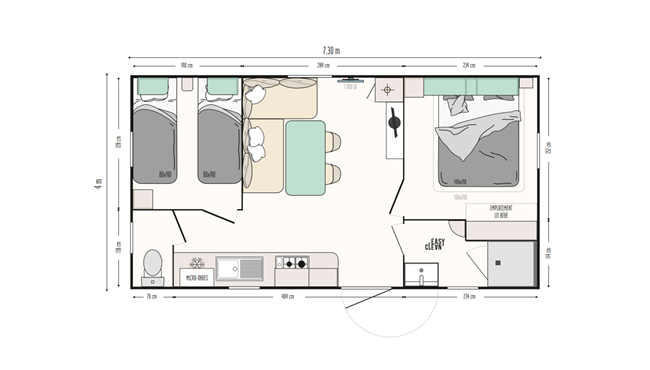 stacaravan Grand confort Supérieur camping Kost Ar Moor Fouesnant