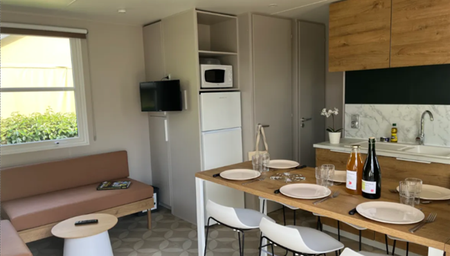 Huisje stacaravan te huur 3 slaapkamers camping Kost Ar Moor fouesnant bretagne